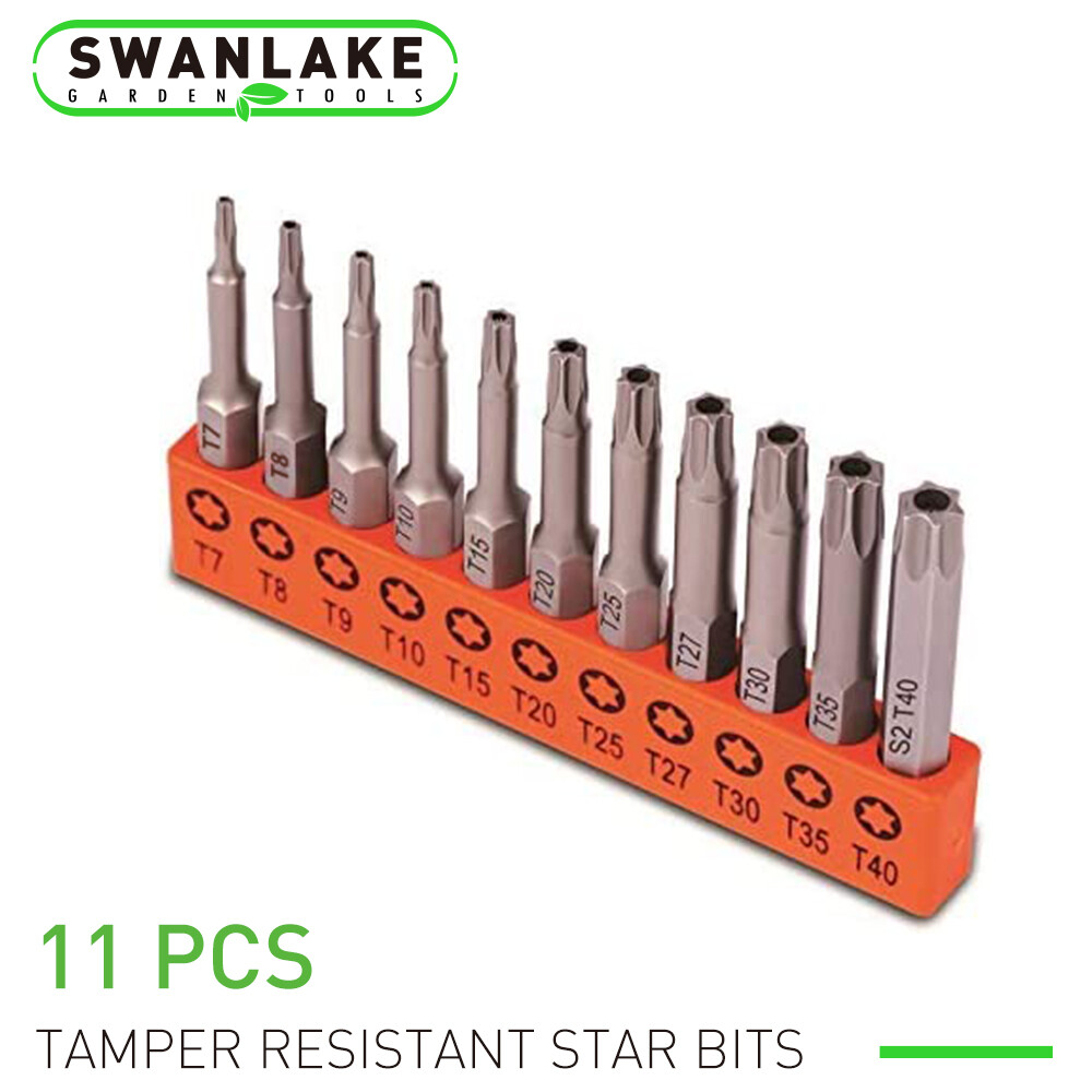11 Pieces Tamper Resistant Star Bits Torx Bit Set S2 Steel T7 – T40 Security Hex