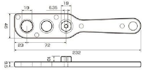 ANEX Offset 19mm Socket Adapter Set (H10~H24) Ratchet Wrench AOA-19S3