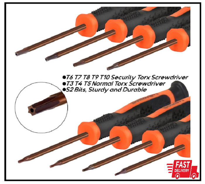 8 in 1 Small Torx Screwdriver Set with T3 T4 T5 T6 T7 T8 T9 T10 Torx Security Bi