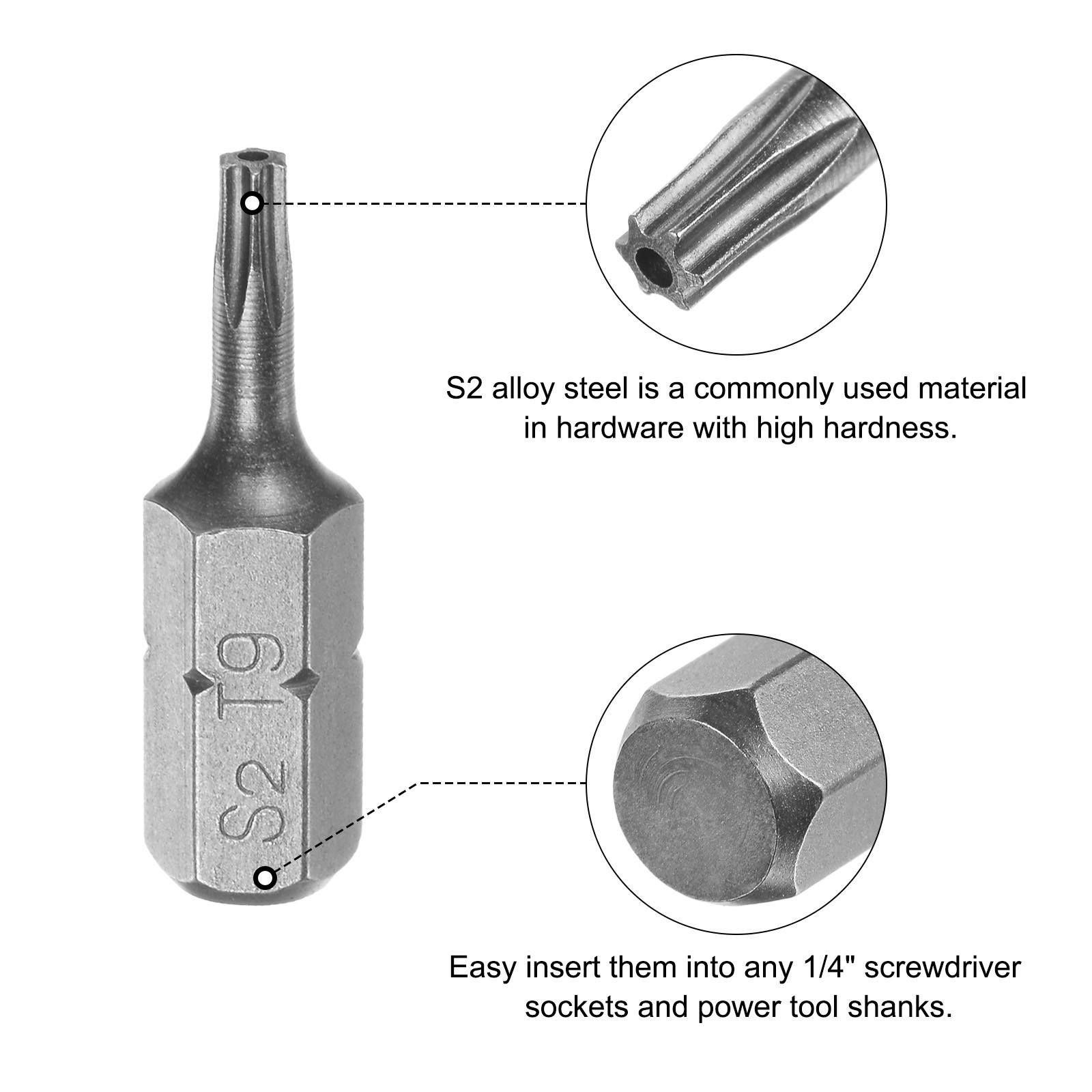 Torx Bits 1/4″ Magnetic Screwdriver T9 Screw Driver Bit S2 Alloy Steel 25pcs