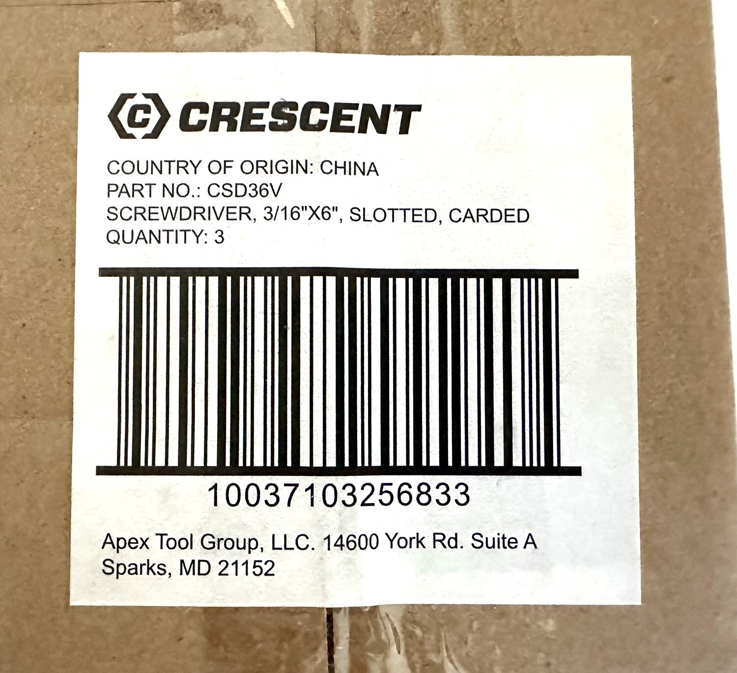 3 PC LOT CRESCENT SCREWDRIVERS 3/16″ x 6″ SLOTTED FLAT SLOT CSD36V APEX TOOL