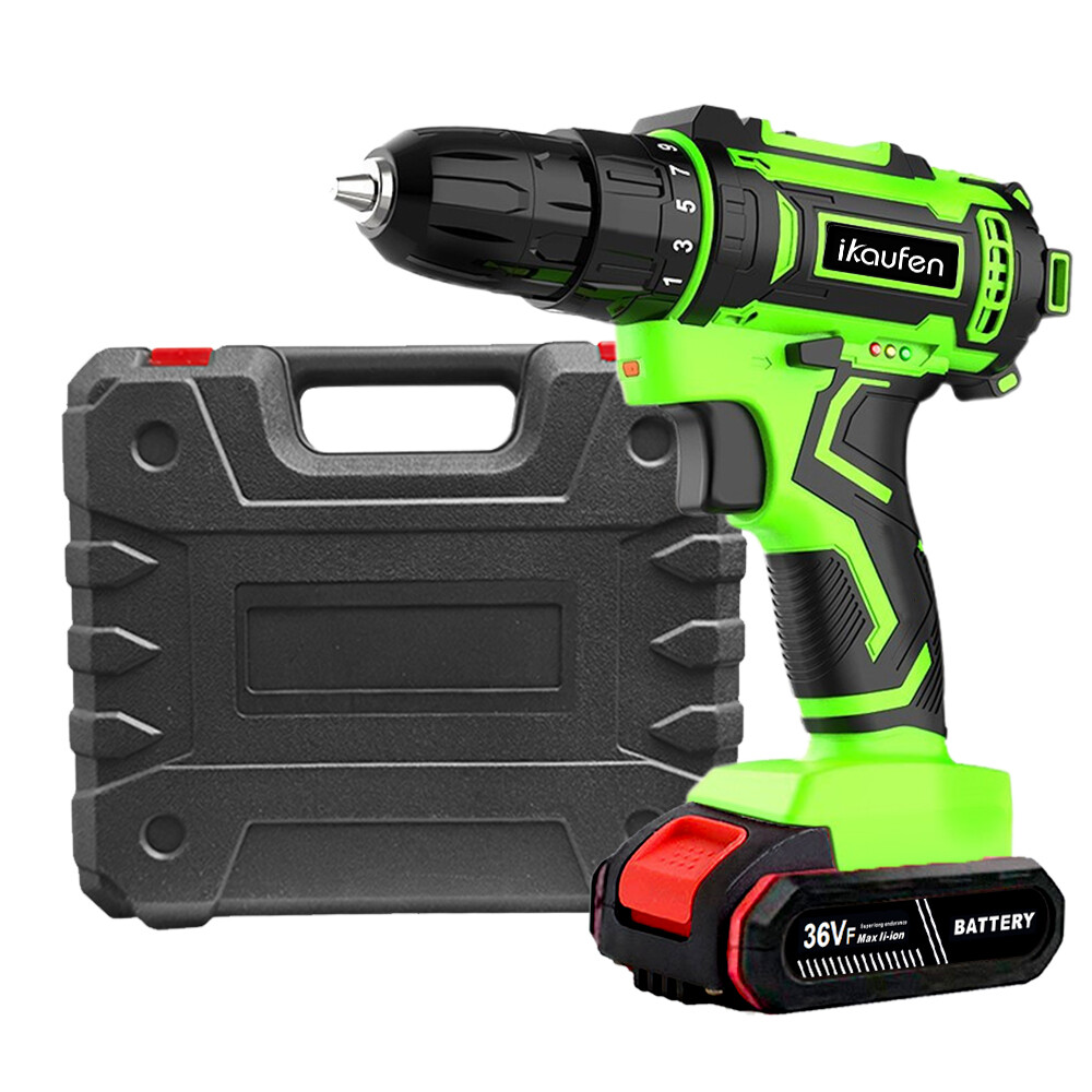 Electric Drill Cordless Fast Screwdriver Set Power Tool W/2 Battery&Charger A09