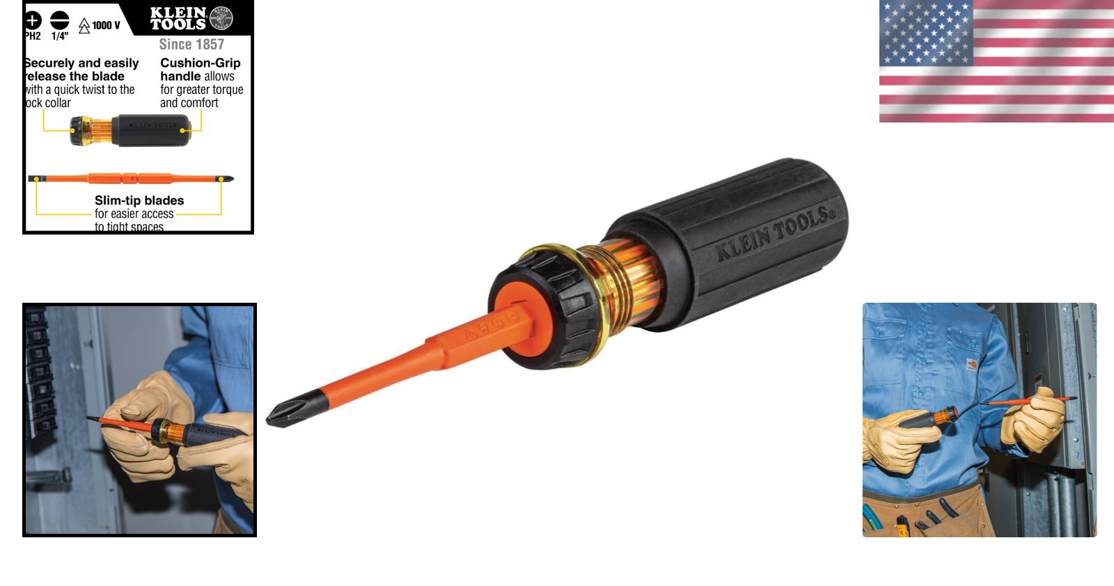 Insulated Screwdriver Set with Flip Blade Phillips and Slotted Tips for Elect…