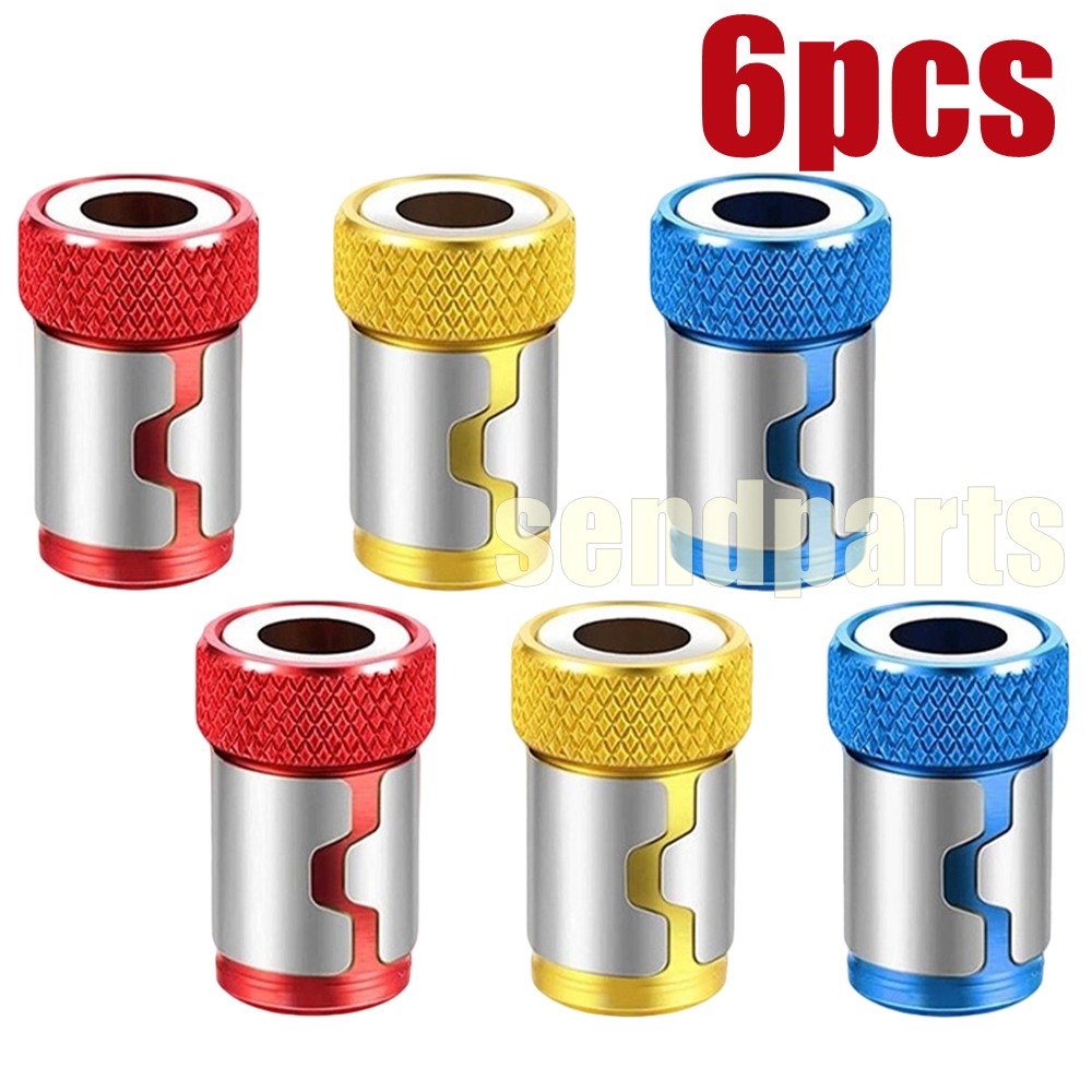 6 x Screwdriver Head Magnetic Ring Pivoting Bit Tip Screw Holder Magnetizer