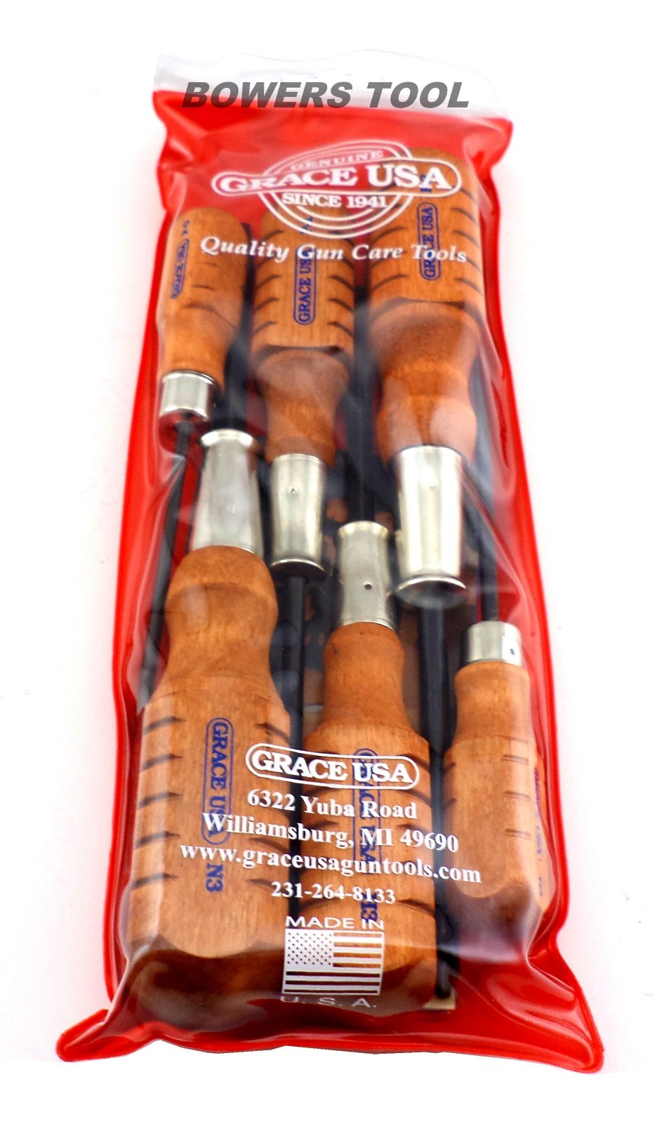Grace 6pc Screwdriver Set Phillips Flat Hone Mechanic Wood Handle HCS-6 USA Made