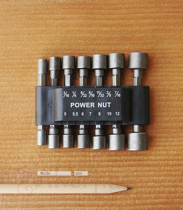 Nut Driver Set 14 Piece ¼” Hex Nut Driver Bit Set 3/16–7/16 inch + Metric 5-12mm