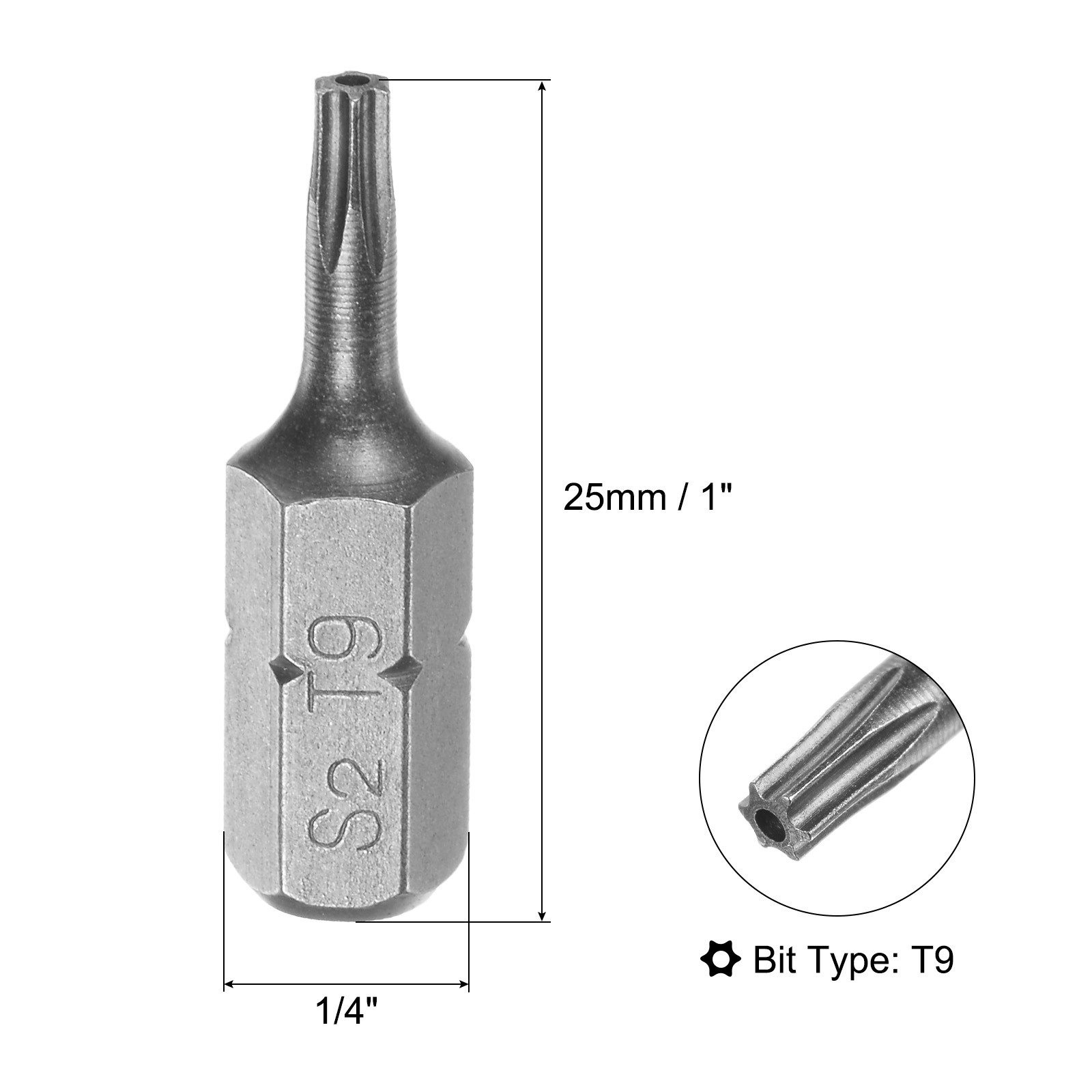 Torx Bits 1/4″ Magnetic Screwdriver T9 Screw Driver Bit S2 Alloy Steel 25pcs
