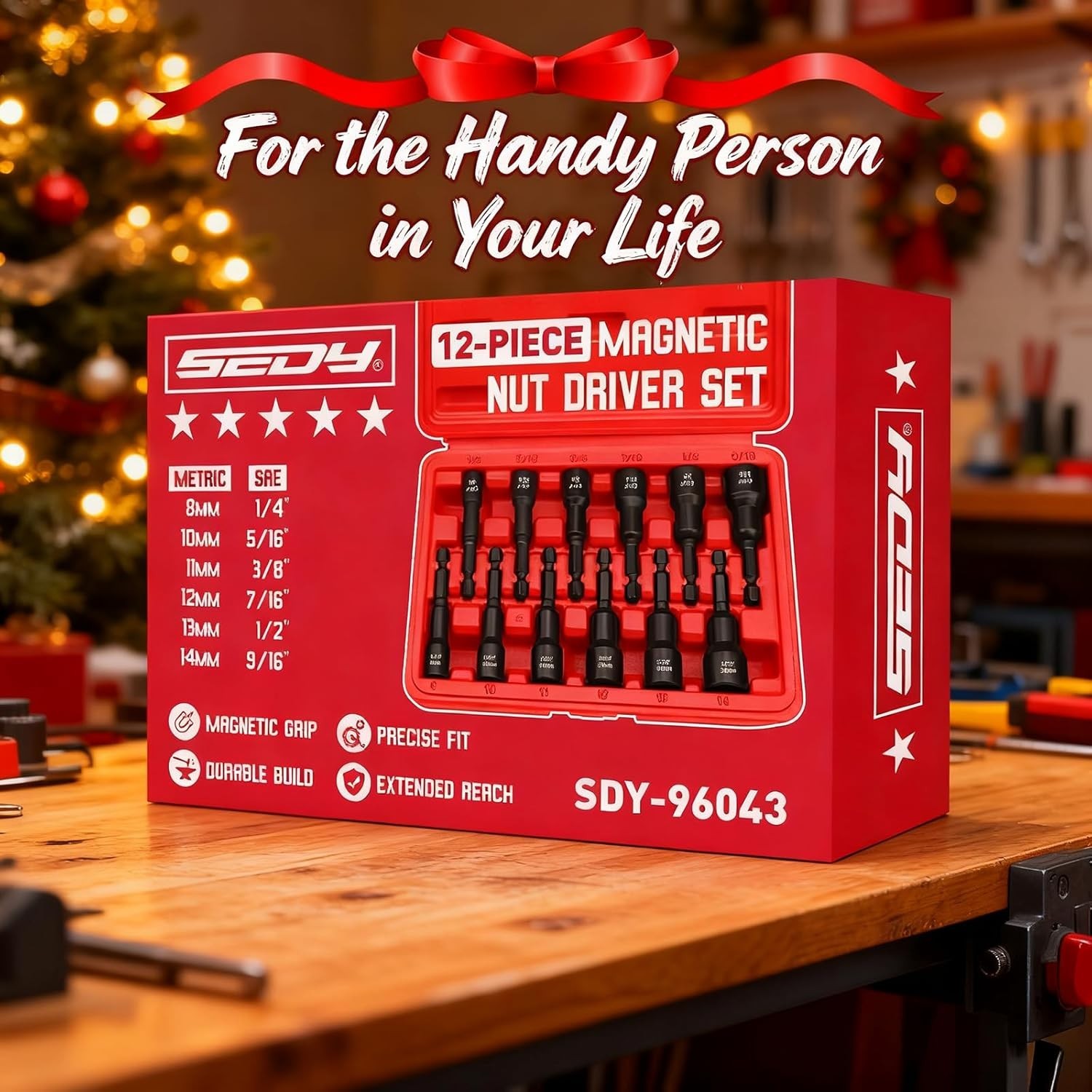 12-Piece Magnetic Nut Driver Set Impact Power Hex SAE & Metric Quick-Change