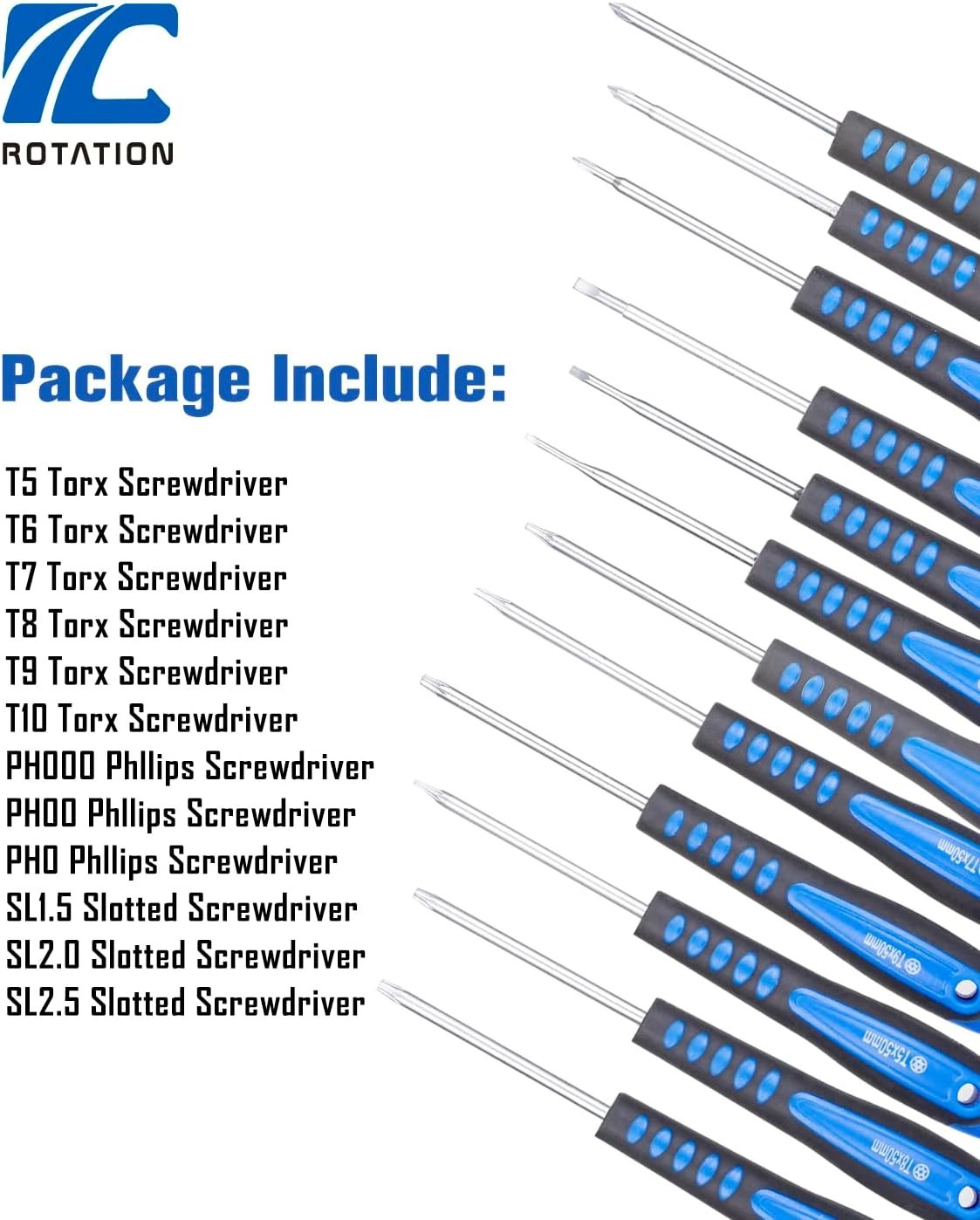 ROTATION 12-Piece Precision Screwdriver Set Phillips Slotted Torx Star BRAND NEW