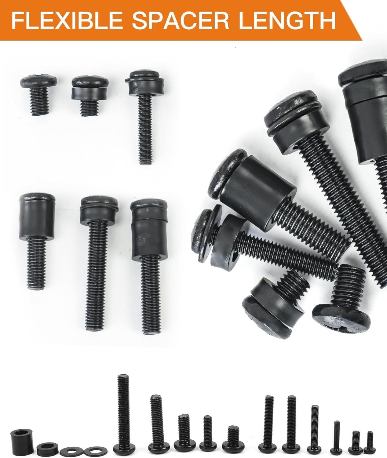 Universal TV Mounting Hardware Screw Kit Set with Box – M4 M5 One Size, Black