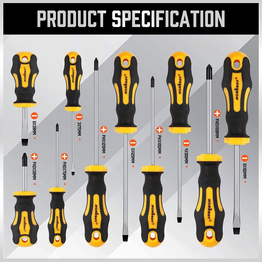 11-Pieces Magnetic Screw Driver, Magnetic 5 Phillips and 5 Flat Head Tips for Fa