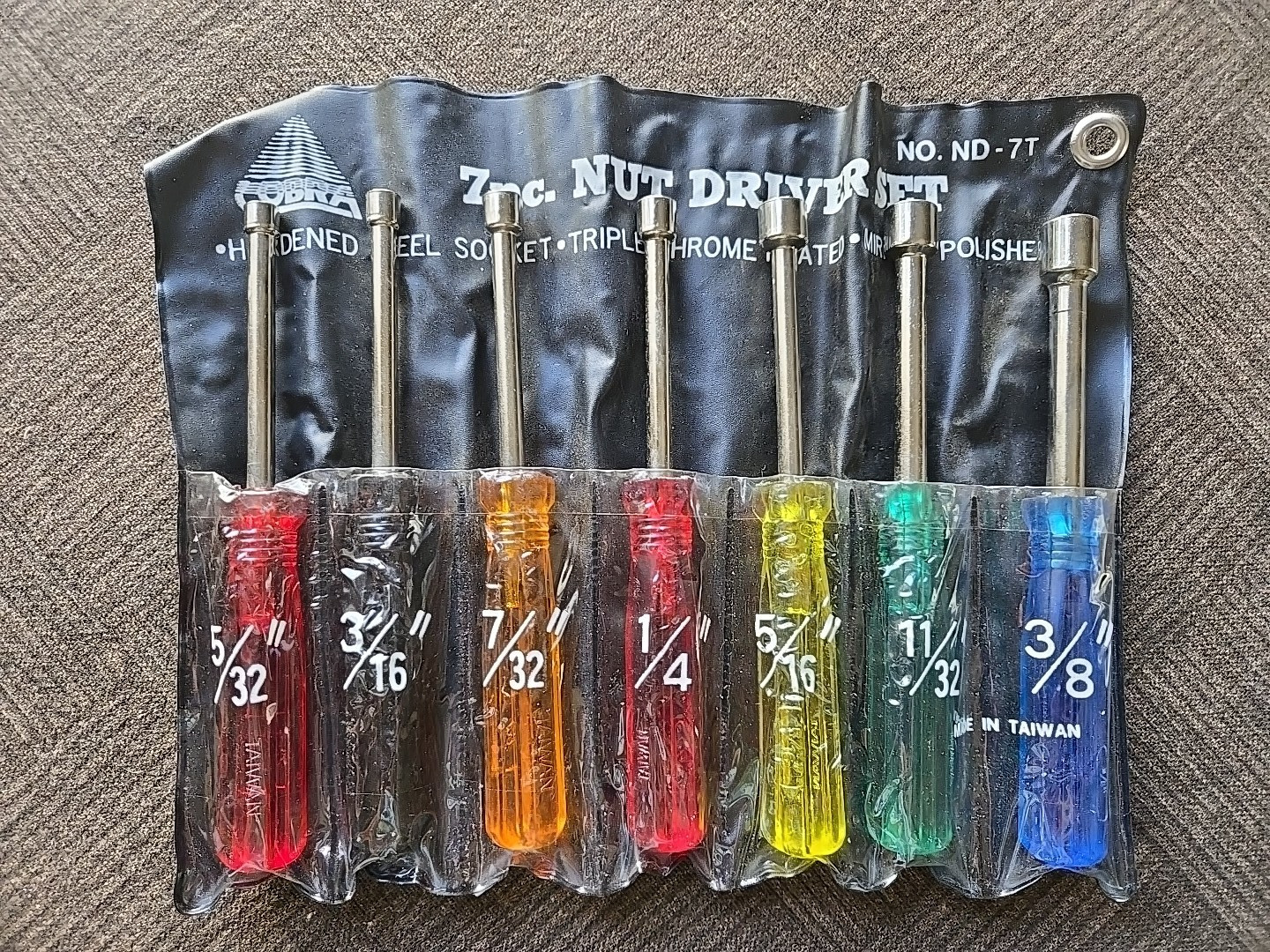 COBRA 7 PC. Nut Driver Set No. ND-7T Hardened W/ Tool Roll – Made In Taiwan