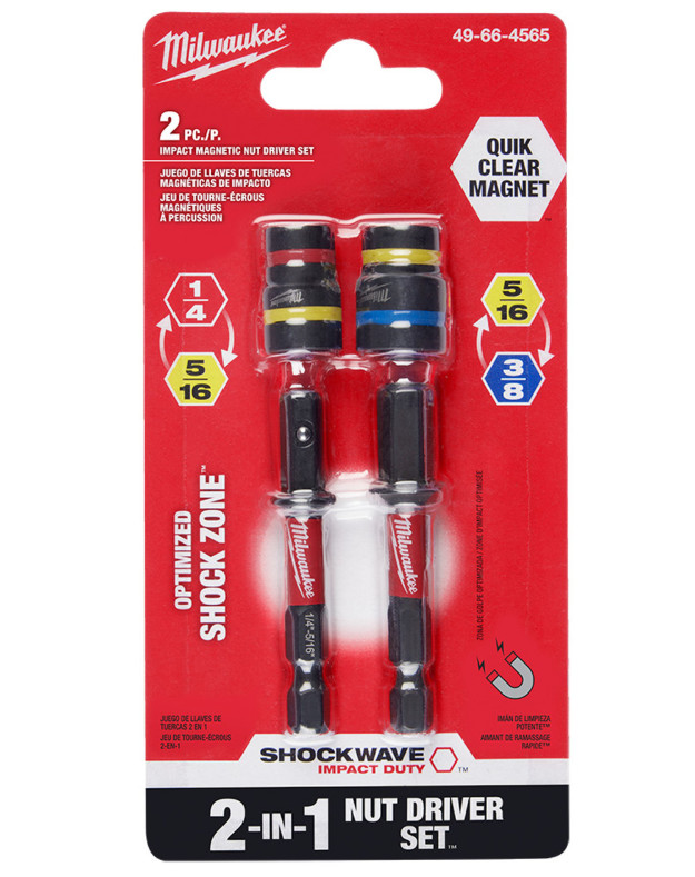 Milwaukee SHOCKWAVE Impact Duty QUIK-CLEAR 2-in-1 Magnetic Nut Driver Set – 2Pc