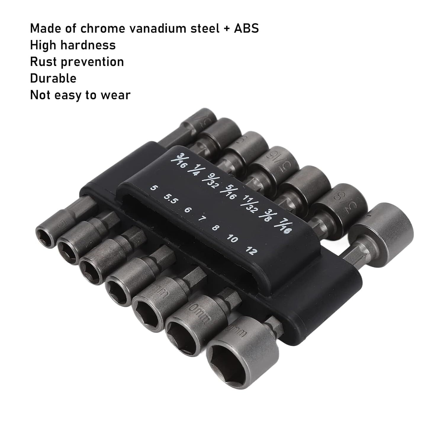 14pc POWER NUT Driver Bit Set Dual 1/4 Quick Change SAE & Metric MM Detent Shank