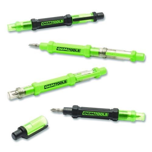 OEMTOOLS 6-Way Pen-Style Screw/Nut Driver, 5.38″, Black/Green, Green/Clear, 4/PK