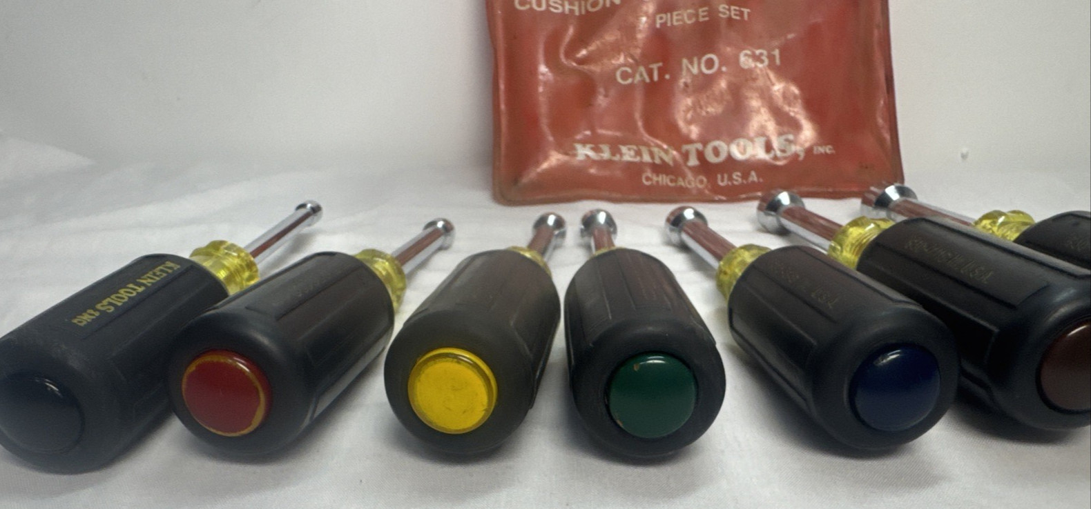 VINTAGE KLEIN 631 Standard Hollow Shaft Nut Driver Set 7 Piece Used