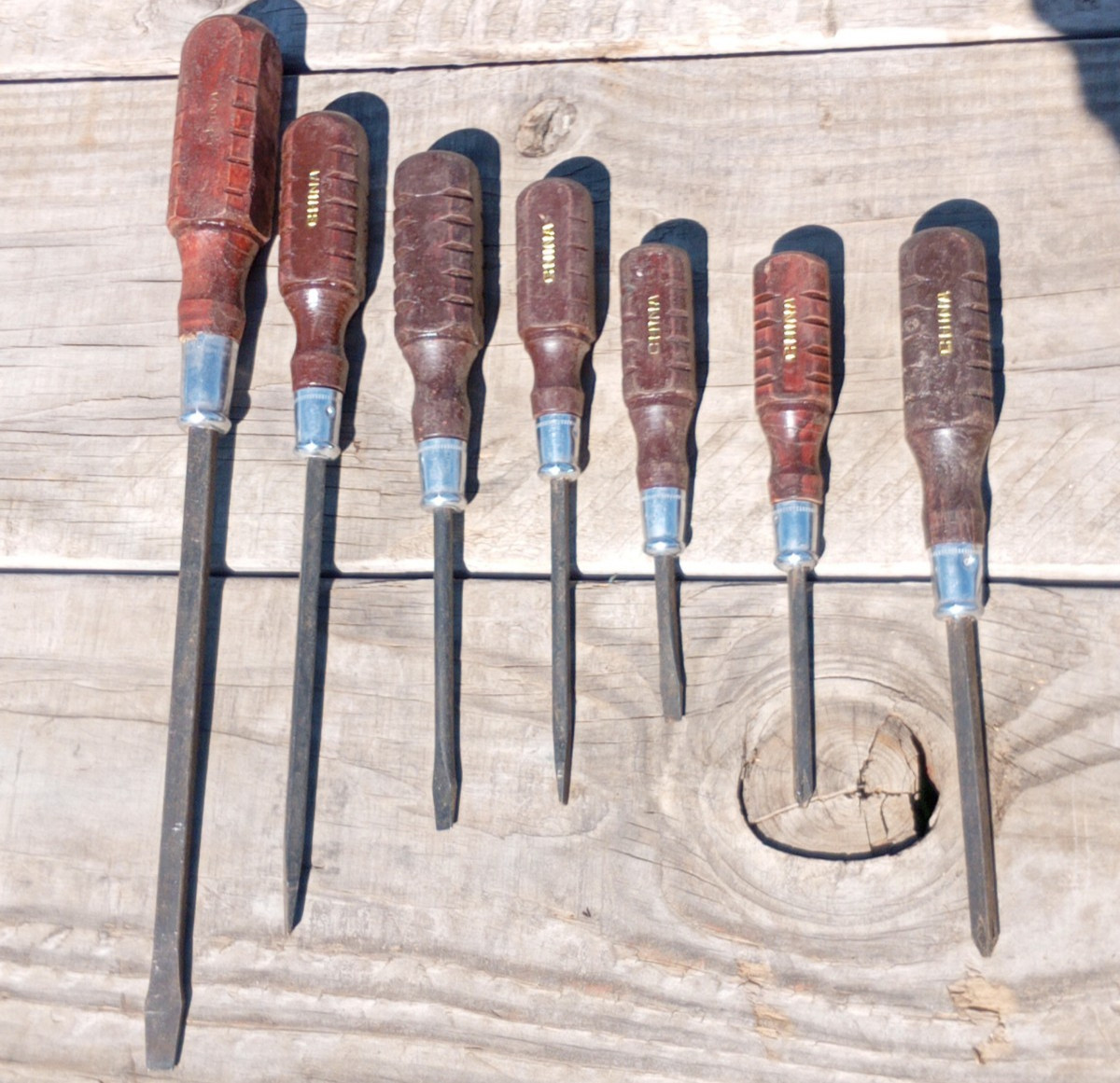 7 Piece Screwdriver Set Vintage Wood Handle, 2″-8″ See Pictures For What’s Inc..
