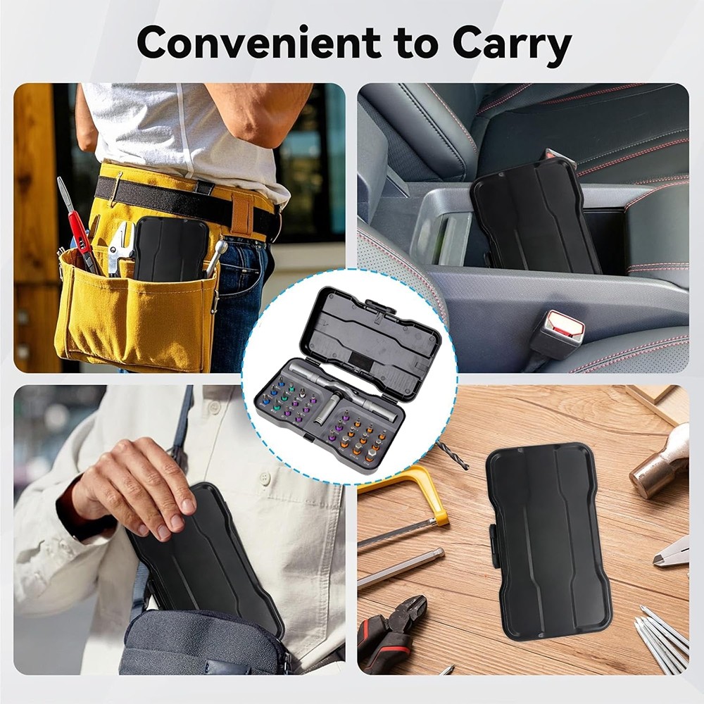 24-in-1 Ratchet Screwdriver Set T-Handle Magnetic Bits Repair Tool Kit Black