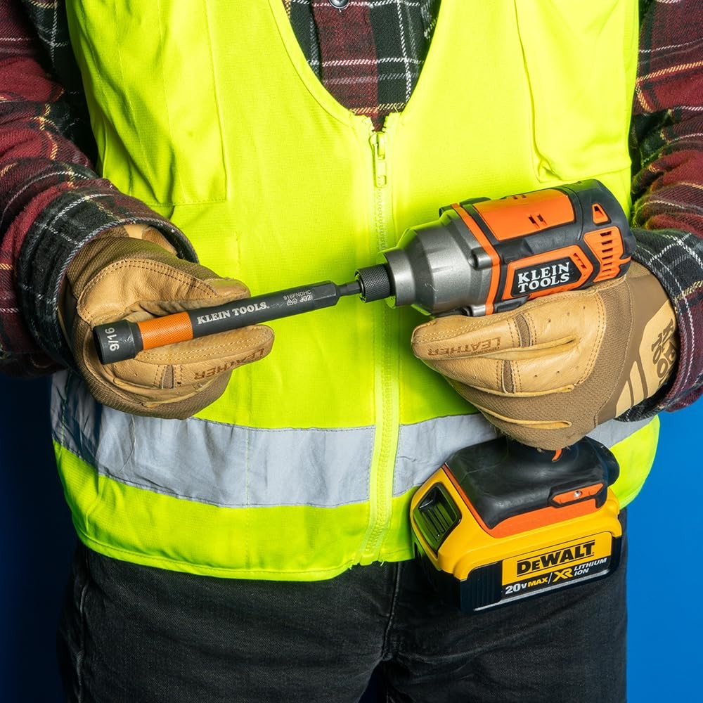 Klein Tools Magnetic Color Coded Nut Setters 5 Inch Extended Reach Hex 6 Sizes