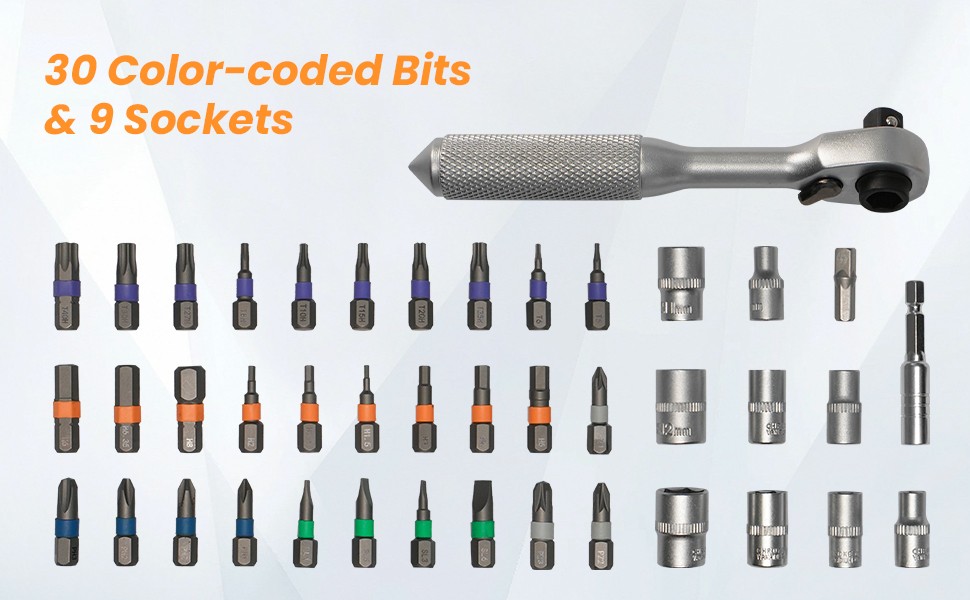42pcs Precision Ratchet Screwdriver Set Repair Tool Kit Torque Wrench Sockets