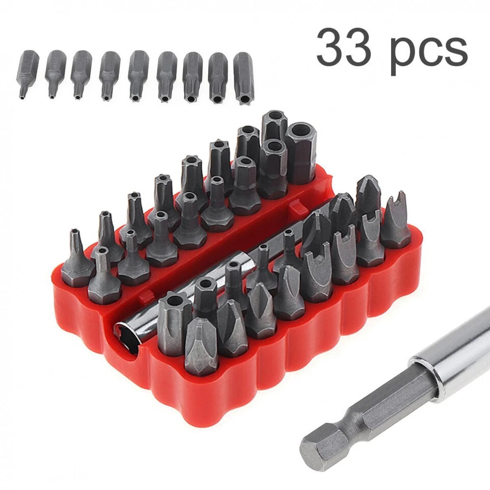 33Pcs Tamper Tri Wing Screwdriver Proof Security Torq Hex Star Spanner Torx Bit