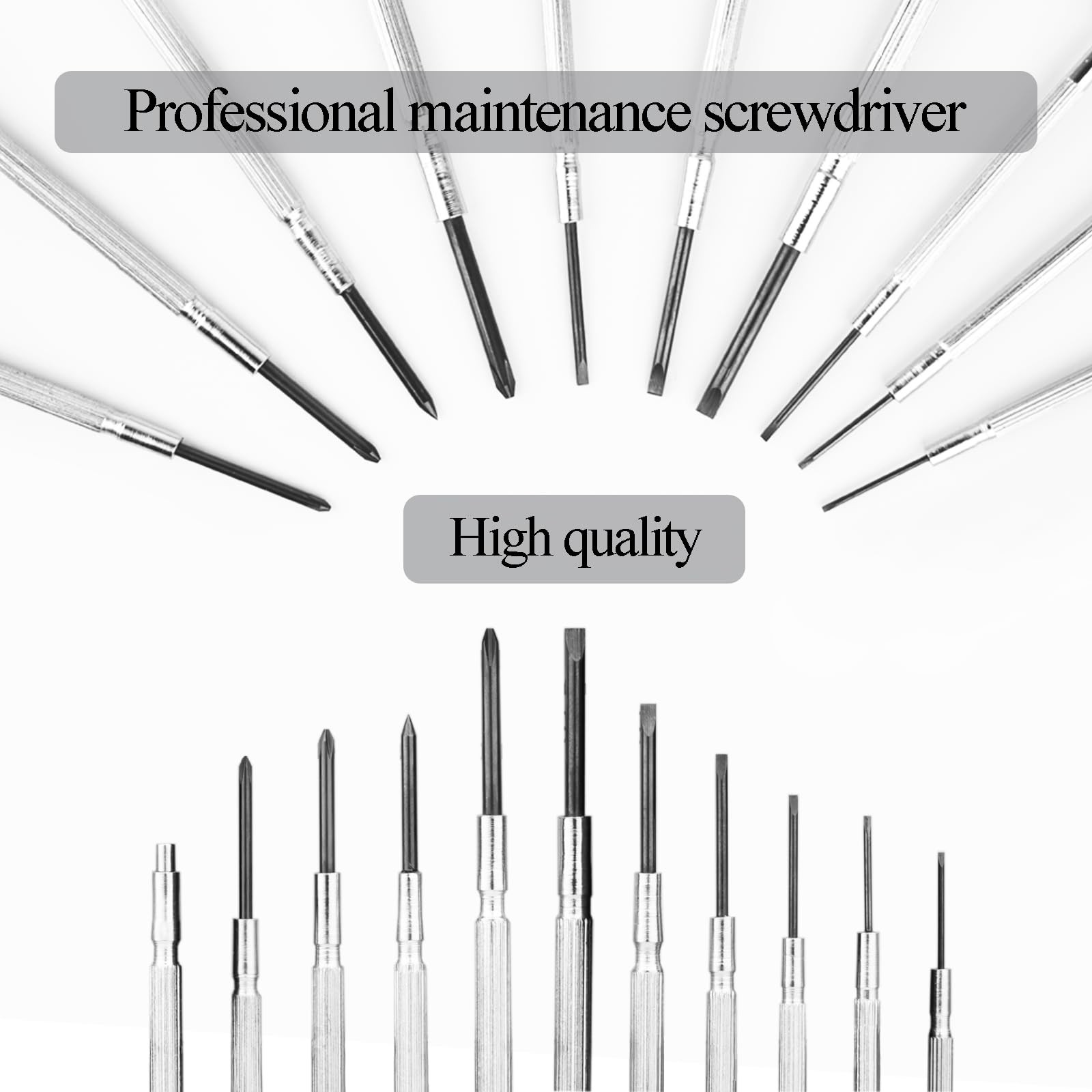 11PCS Small Precision Screwdriver Set, Premium Mini Small, Silver and Black