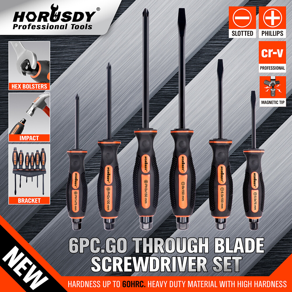 6 Pcs Magnetic Screwdriver Set Fastening Chiselling Loosening 3 Phillips 3 Flat