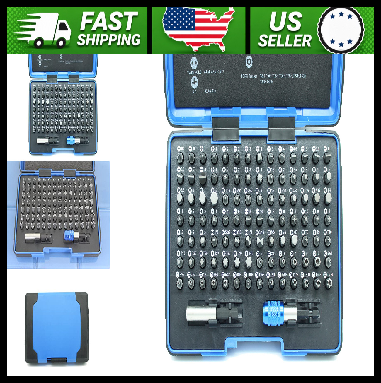 TEMO 100 Piece Security Screwdriver Bit Set with 2 Quick Chucks