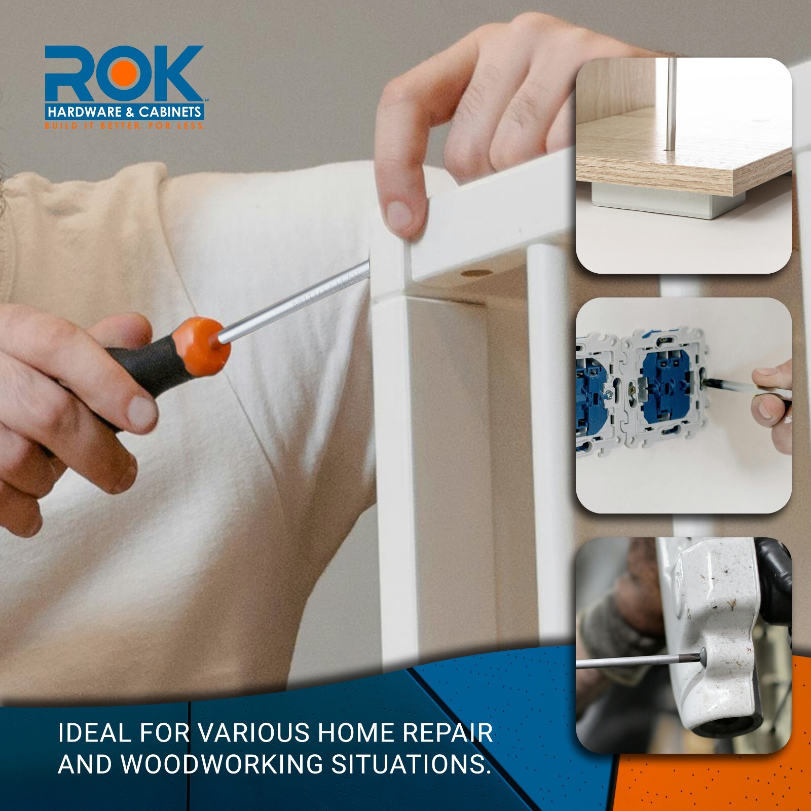 Rok Hardware Pozi #2 Screwdriver, Chrome Shaft with Orange Handle ROKPOZI