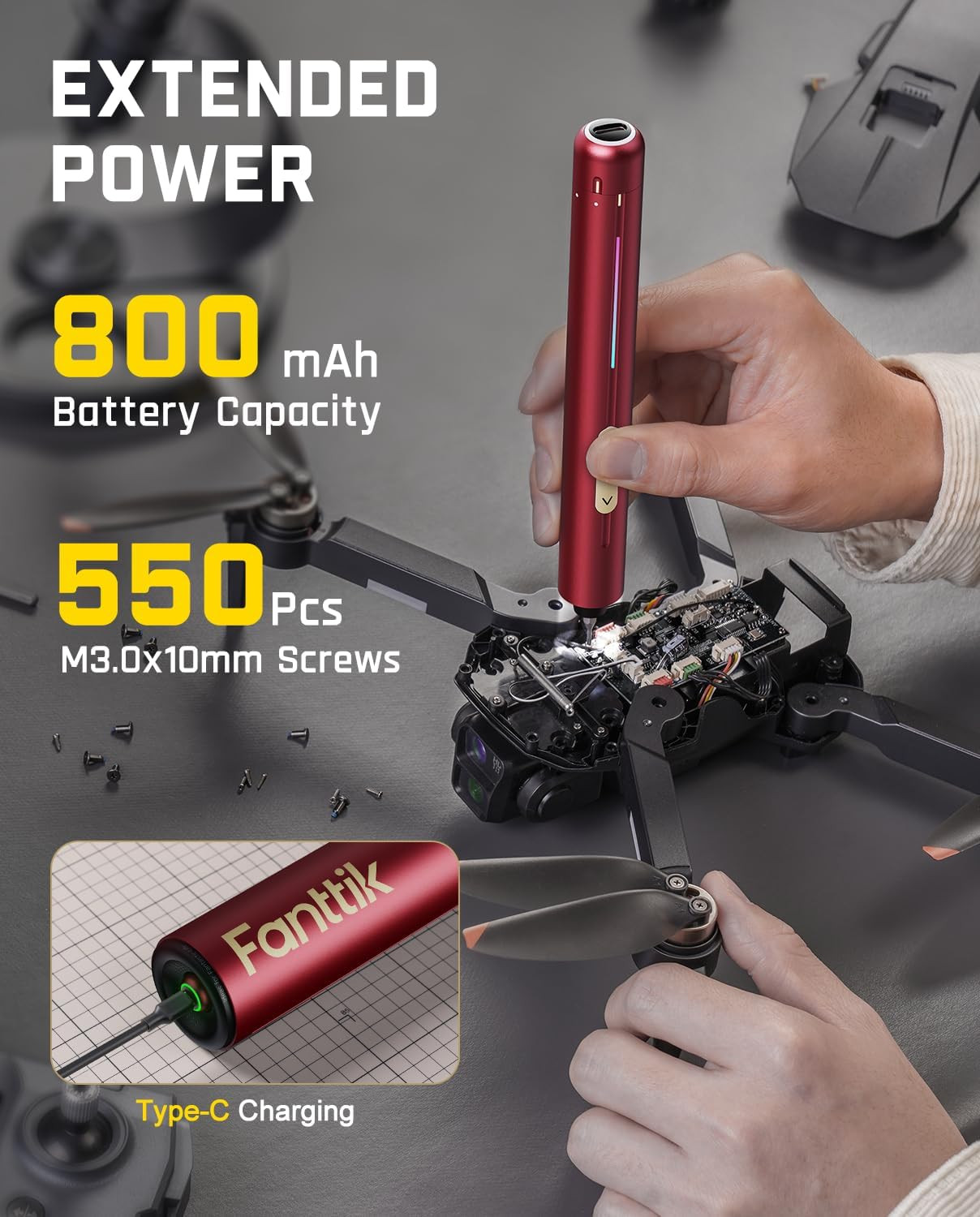 Fanttik E2 Ultra Electric Screwdriver, 0.6N.m Mini Screwdriver Set, 50 Magnetic
