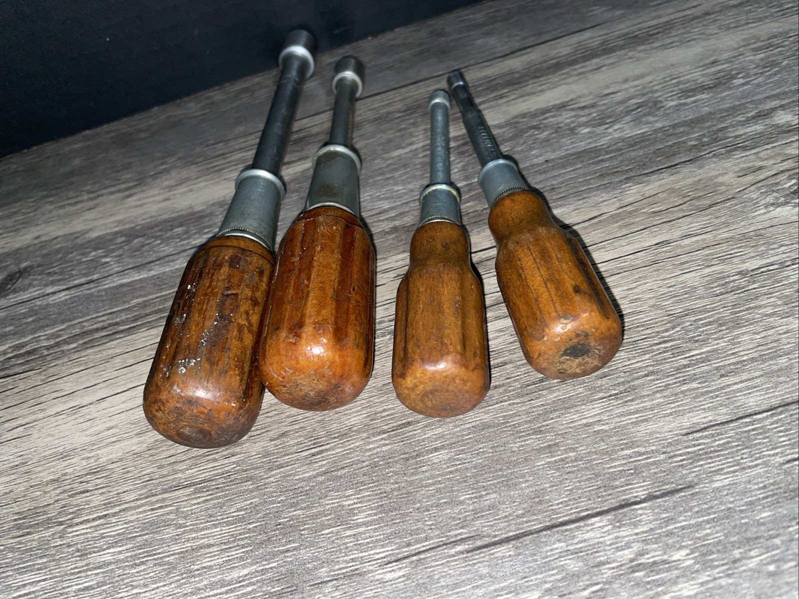 Spintite SPIN TITE Walden Nut Drivers Made USA Vintage Wood Handles Lot Of 4