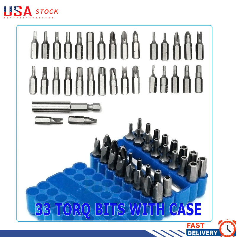 33x Hex Head Drill Bit Set Including 1/4 Extension Bit Holder for Screwdrivers