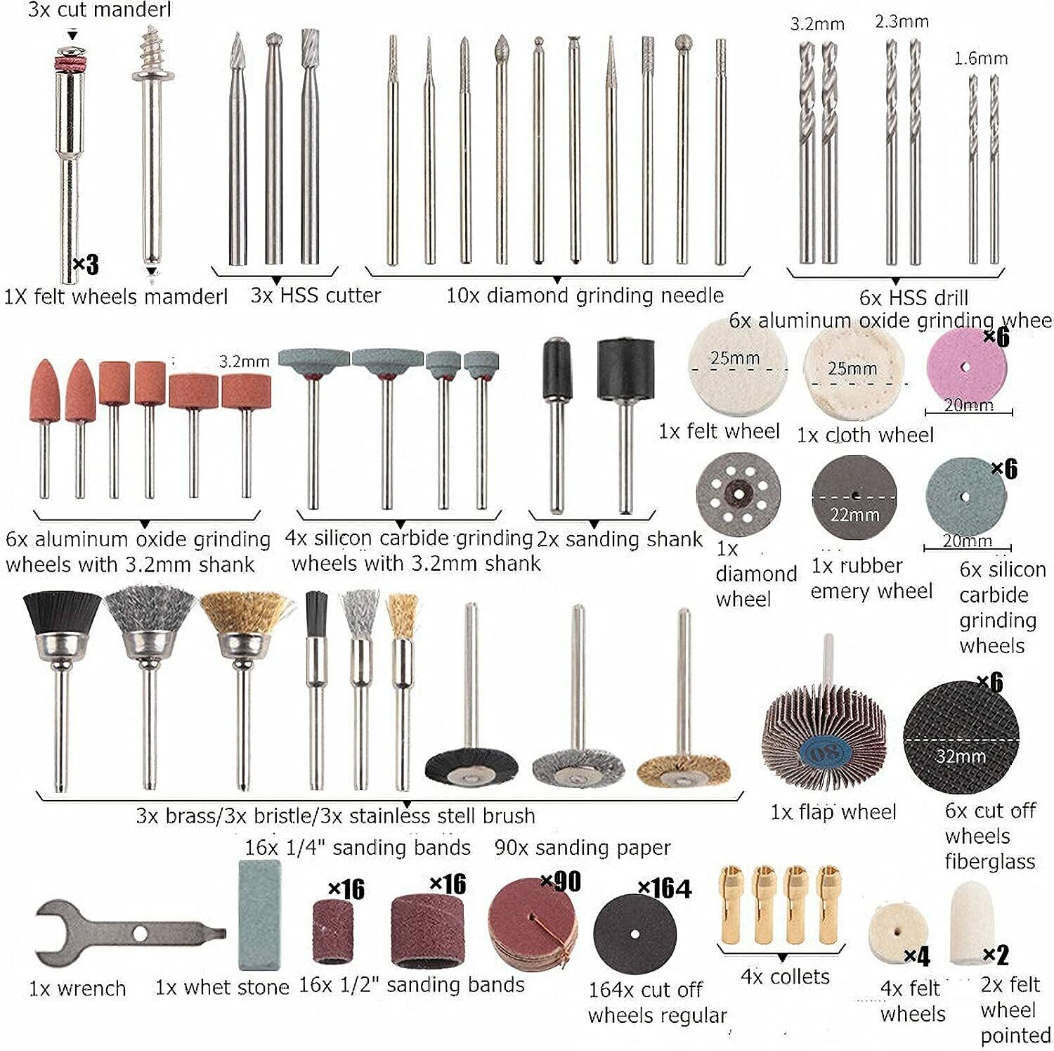 365Pc Abrasive Dremel Rotary Tool Accessories Kit Grinding Sanding Polishing Set