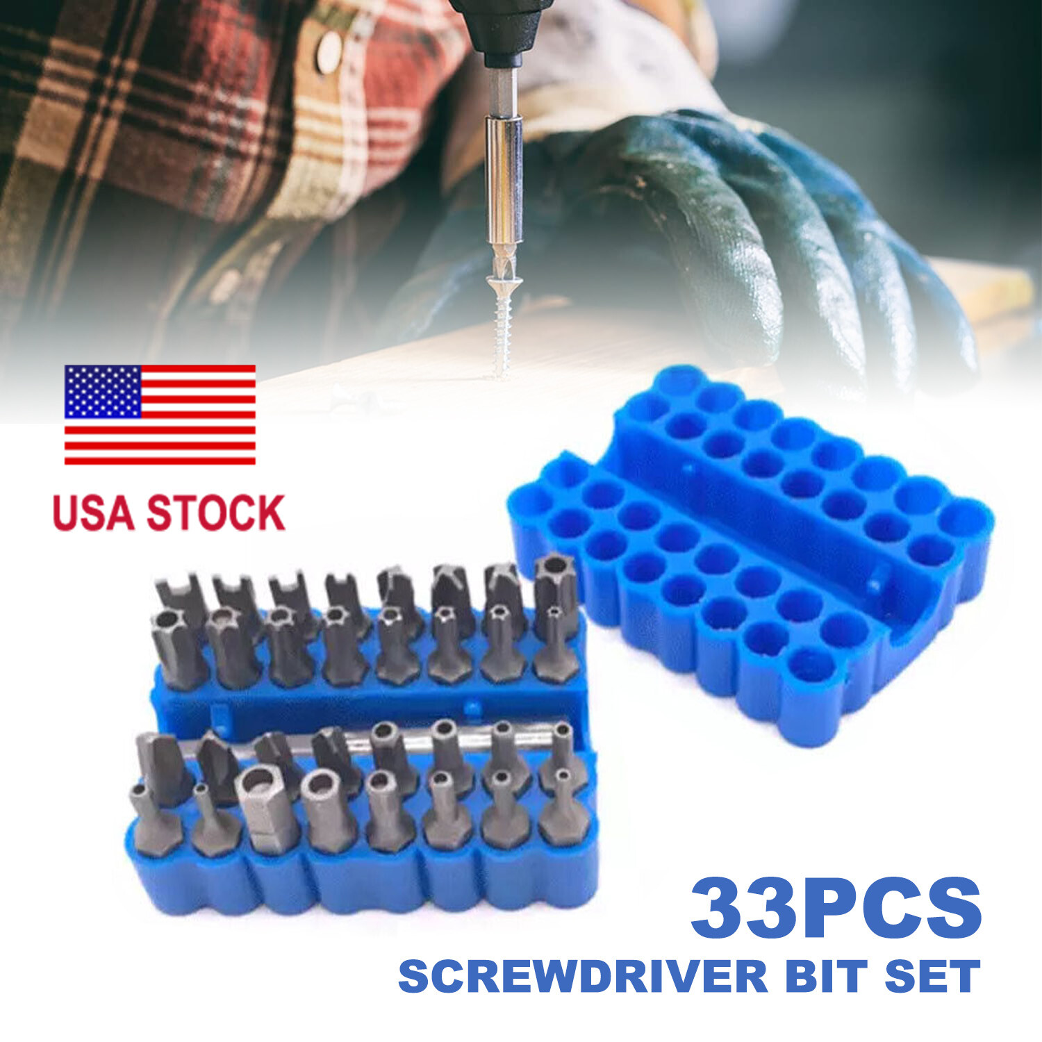 33pc Hex Screwdriver Bit Set with Convenient 1/4 Extension Holder