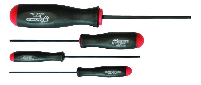 Bondhus 4pc Hex Screwdriver Set Ball End Precision Metric Sizes 1.5-3mm USA MADE