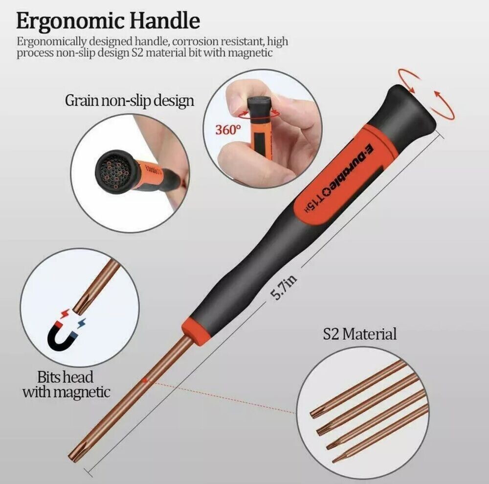 E.Durable Torx Screwdriver Set T3 T4 T5 TR6 T8H TR9 T10 T15 Security Torx Driver