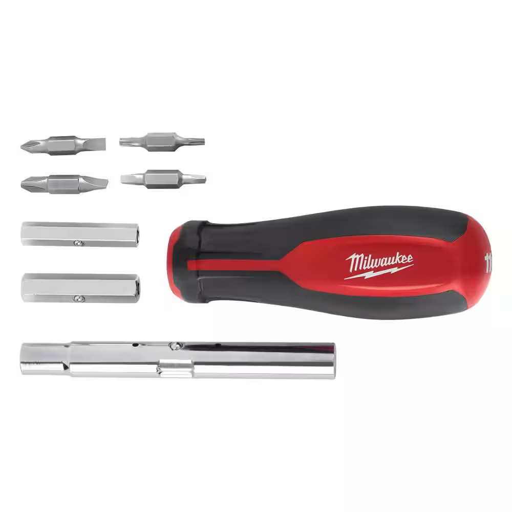 11-In-1 Multi-Tip Combination Screwdriver with Square Drive Bits