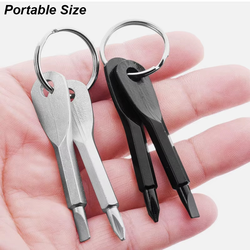 Portable Phillips Slotted Screwdriver Set Key Ring Keychain Mini Pocket Keyring