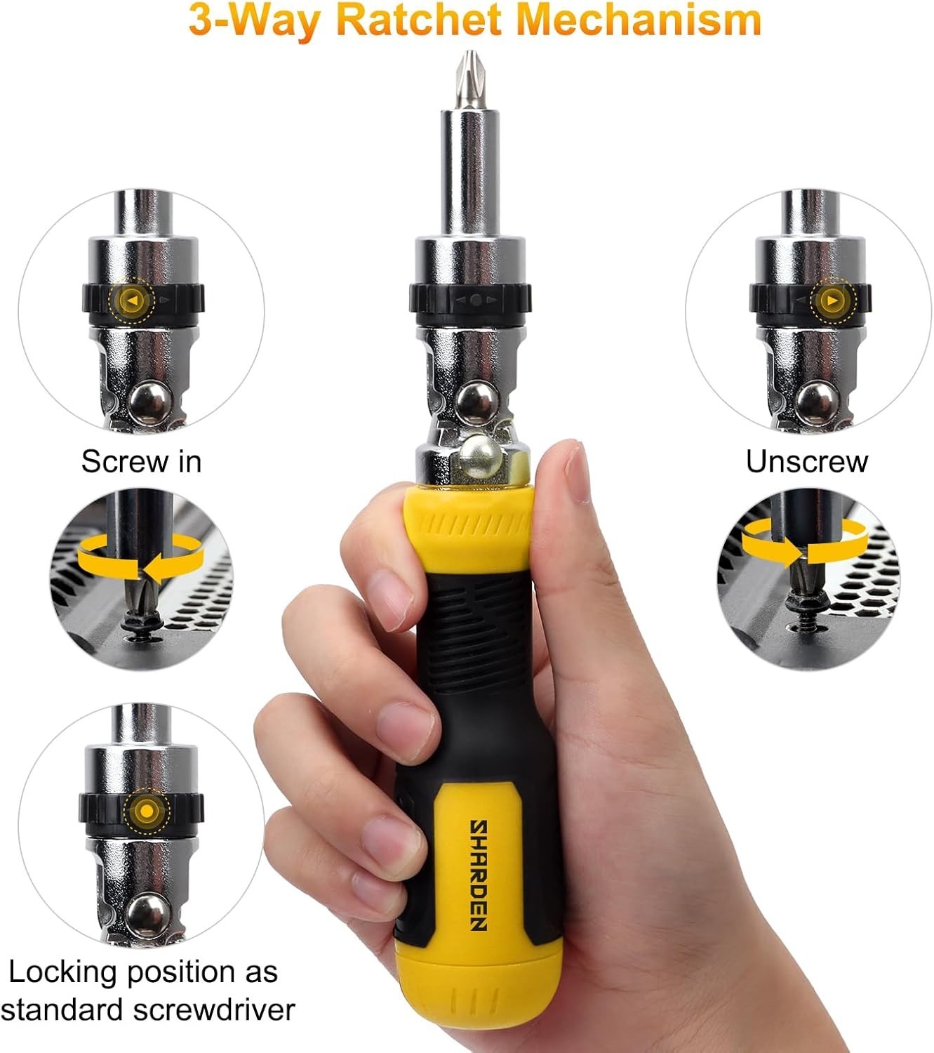 Ratcheting Multi Bit Screwdriver – 13-in-1 Tool Set, Flat Head/Square/Torx/He…
