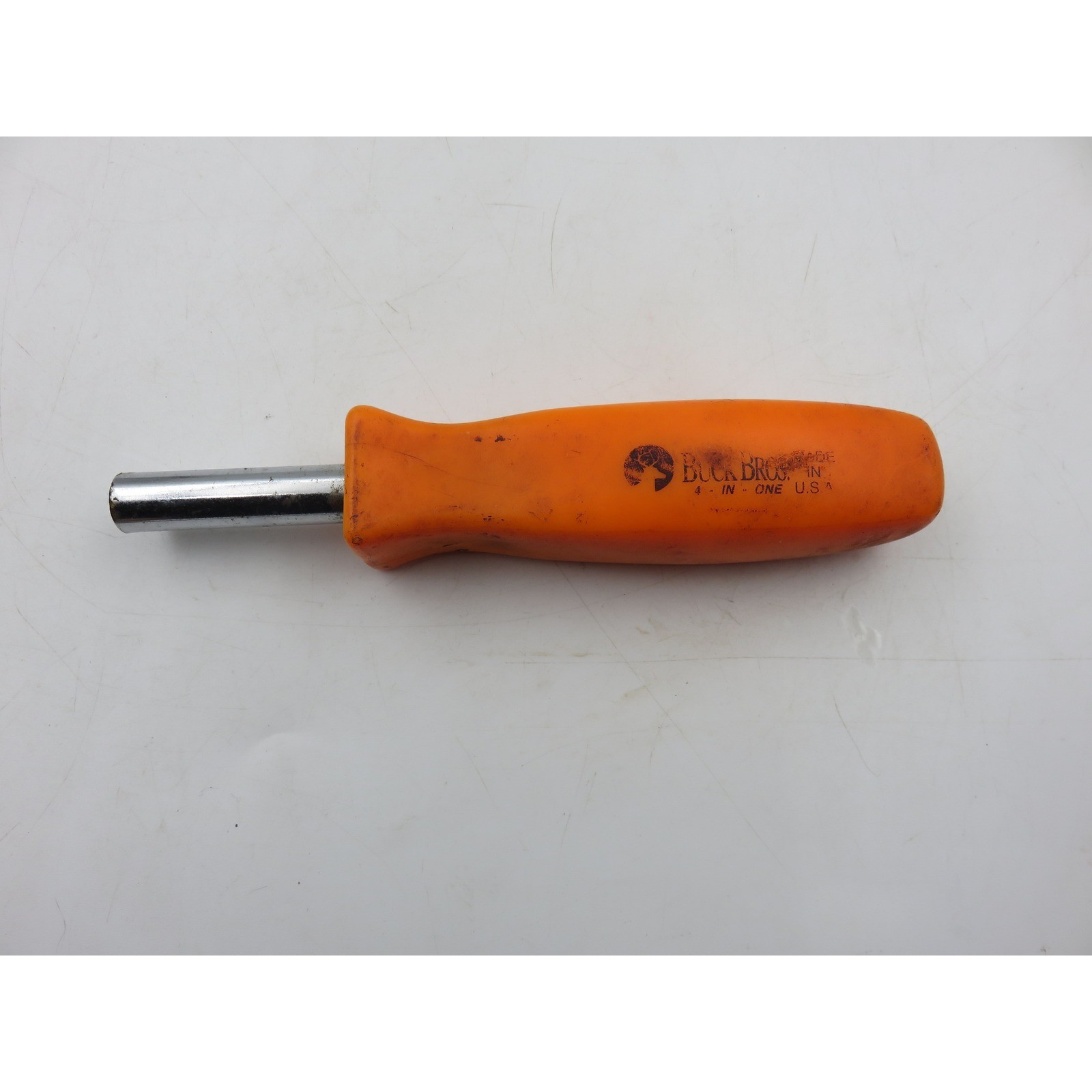 Buck Bros 4-in-1 Screwdriver Handle Orange Multi-Bit Tool Body Made in USA