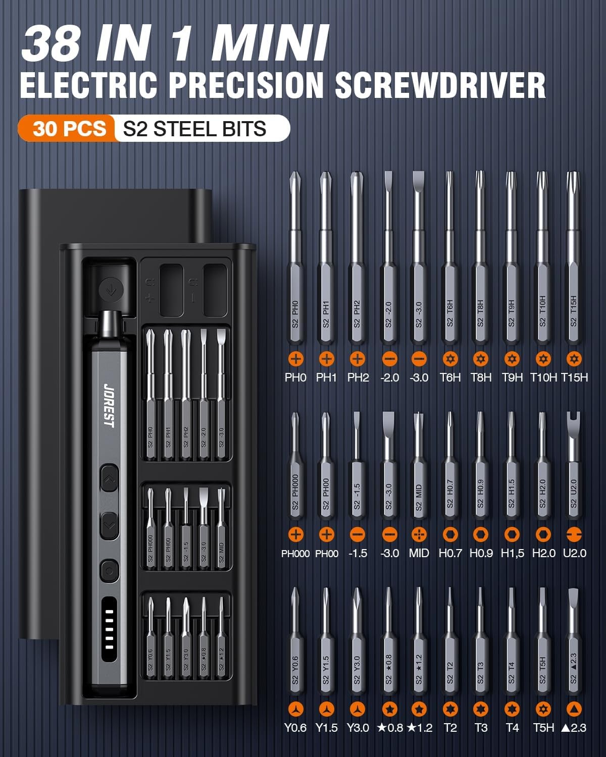 38-in-1 Electric Screwdriver Set Rechargeable Magnetic Bits Repair Kit