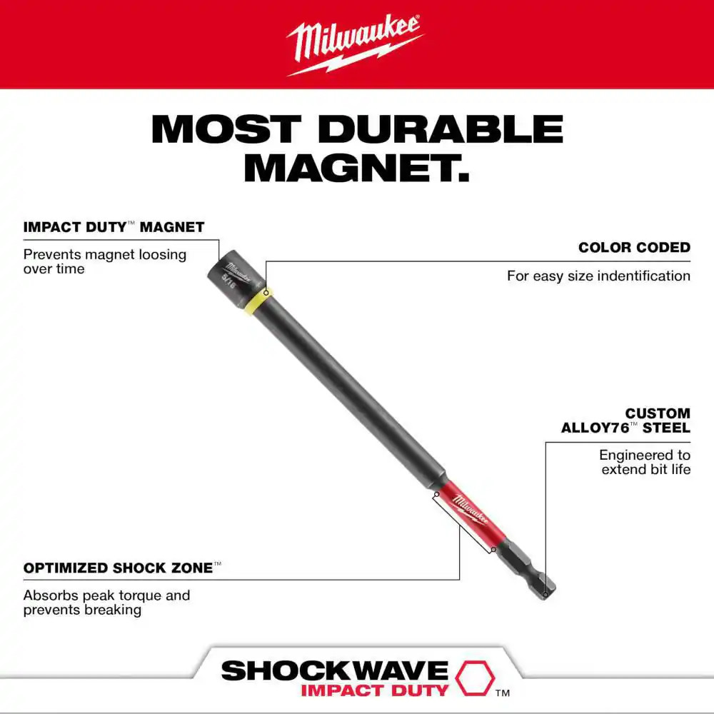 SHOCKWAVE Impact Duty 1/4 In. X 6 In. Alloy Steel Magnetic Nut Driver (1-Pack)