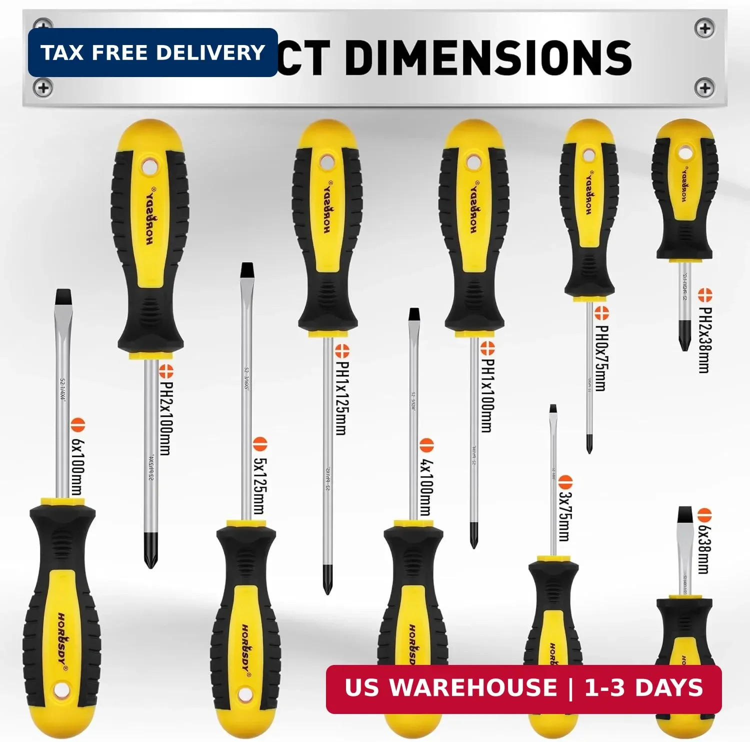 HORUSDY 11-piece Magnetic Screwdriver Set with Case, 5 Phillips & 5 Flat Head Ti