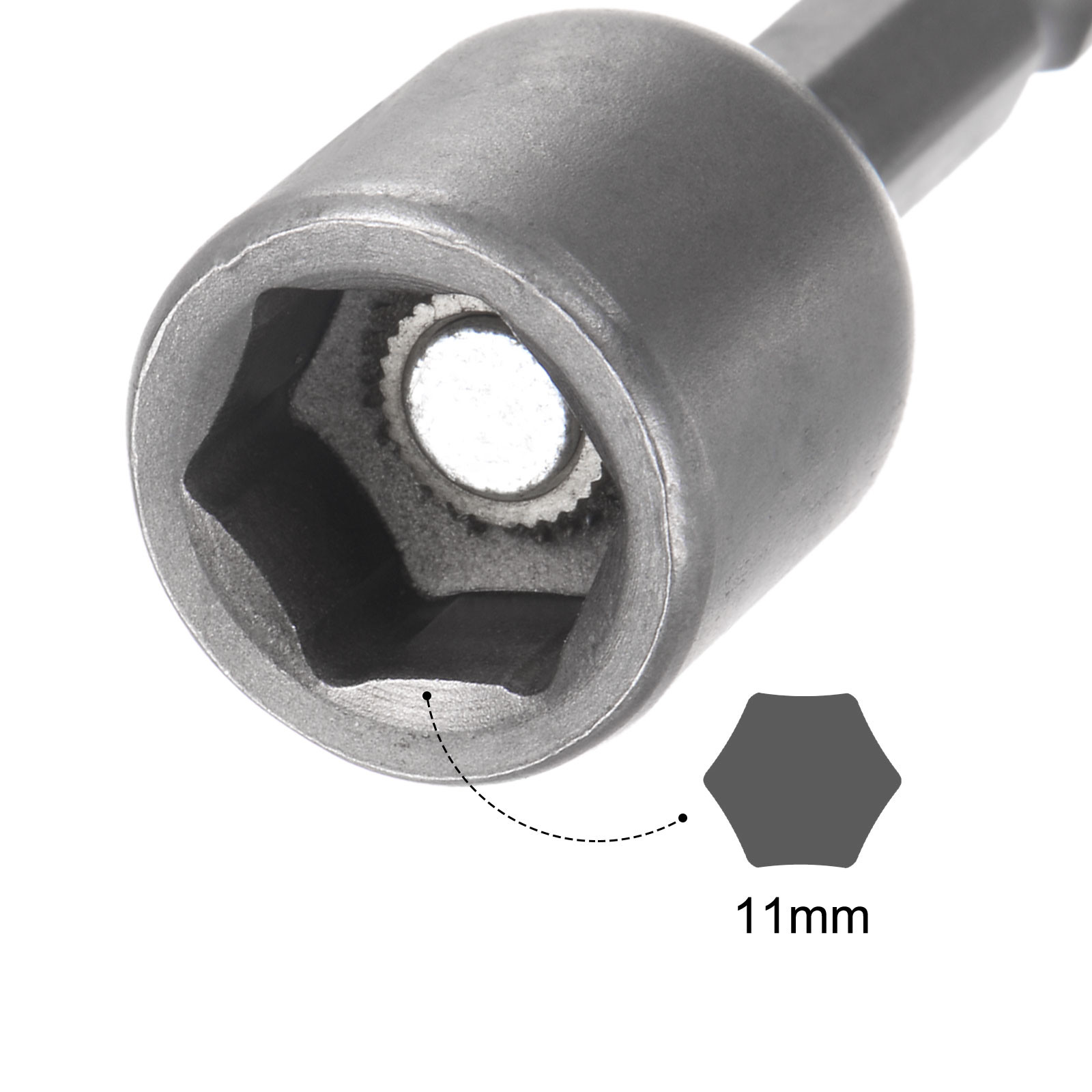 1/4″ Quick-Change Hex Shank 11mm Magnetic Nut Driver Bit, 1.89″ Length