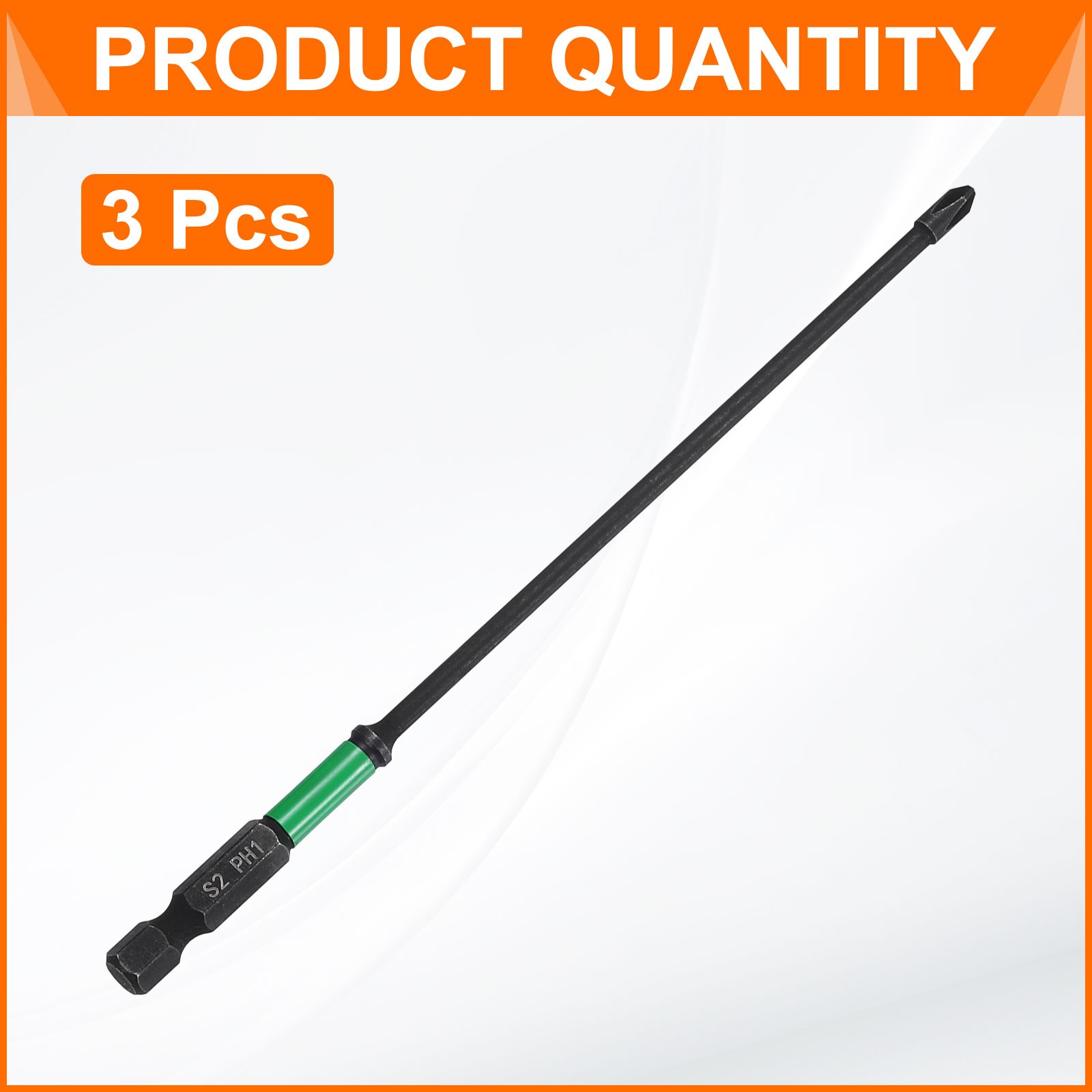 3pcs PH1 Impact Phillips Screwdriver Bits 1/4″ Hex Shank 6″ Long 0.12″ Rod