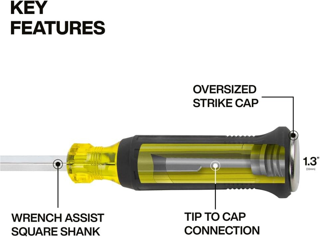 Klein Tools 6007DD 5/16-Inch Keystone Demolition Screwdriver, 7-Inch Blade, Stee