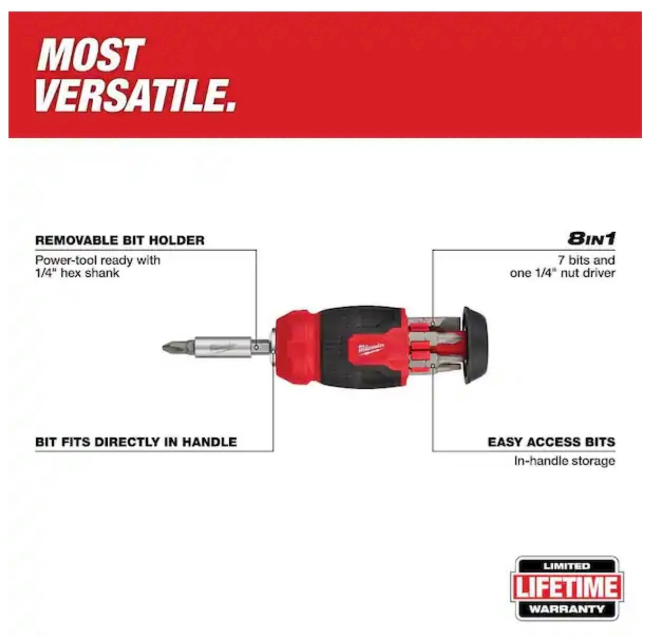 Milwaukee 14-in-1 Ratcheting and 8-in-1 Compact Multi-Bit Screwdriver 48-22-2906