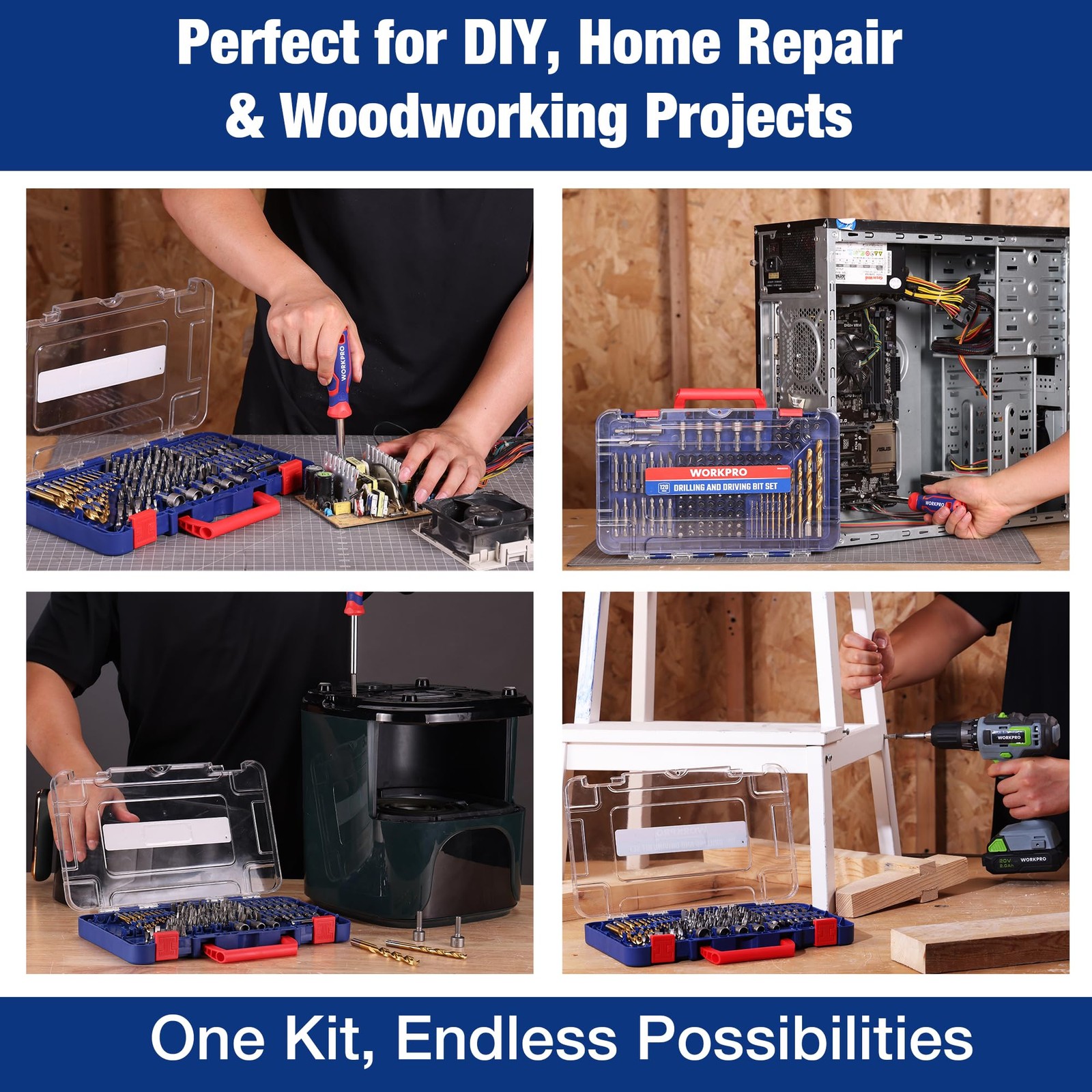 WORKPRO Drill Bit Set, 120-Pieces Impact Driver Bits Set and Screwdriver…