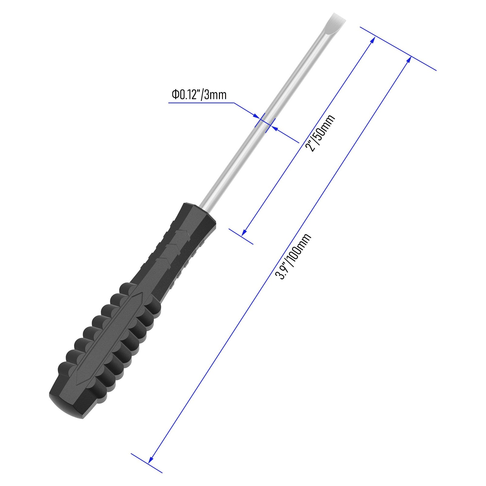 FOCMKEAS 2PCS Mini Slotted Screwdriver, 3mm Flat Head 3mm（L100mm）Black, Black