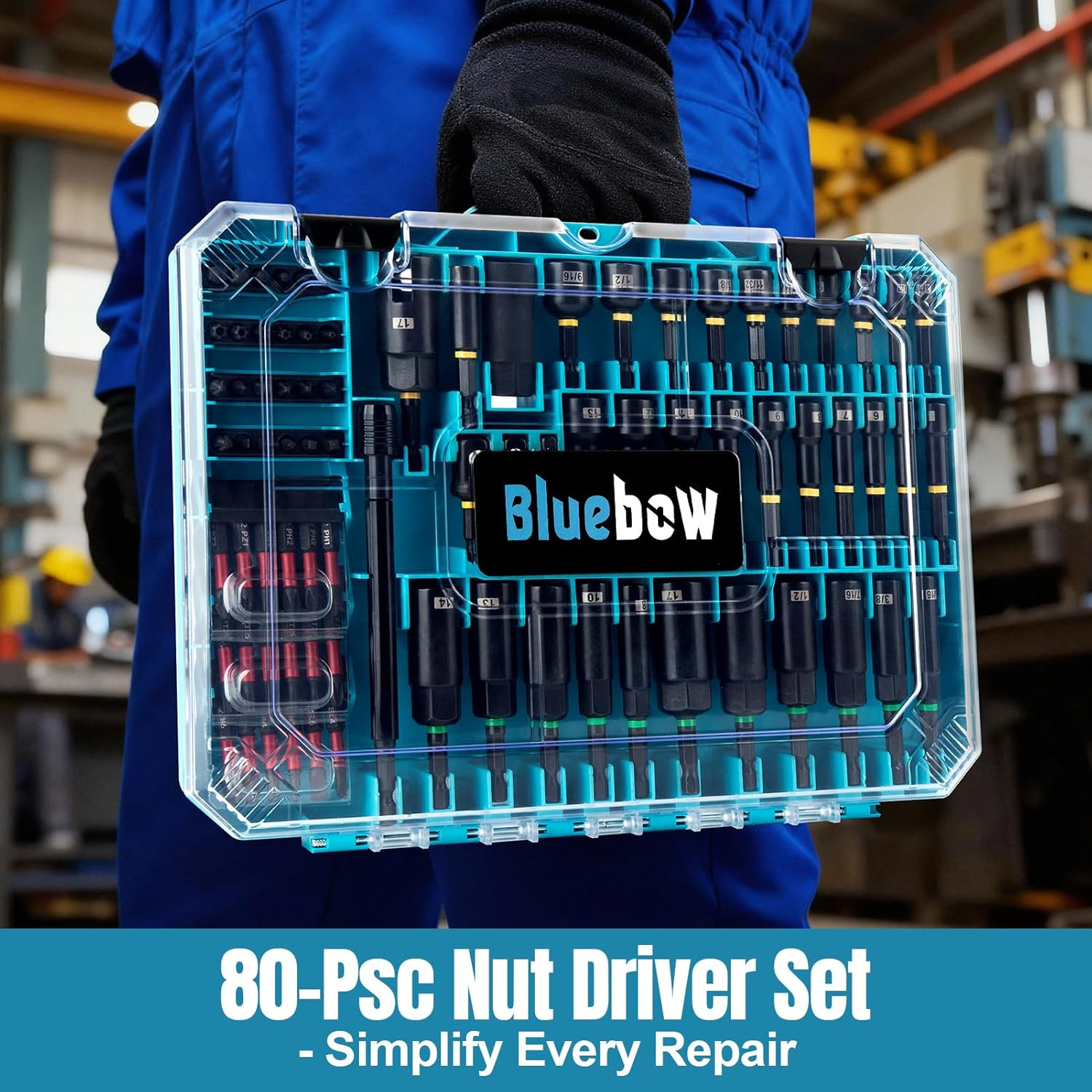 80PSC Magnetic Impact Nut Driver Set – Metric & SAE with Socket Adapters, Wing N